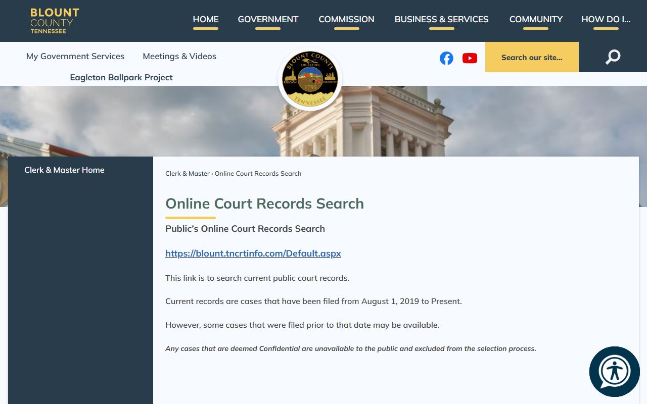 Blount County Court Docket online records resource